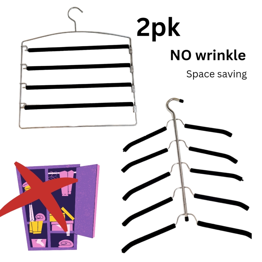 Space saving no wrinkle hangers for closet organization